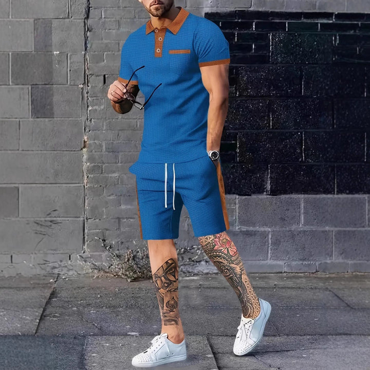 Herren Poloshirt und Shorts Set mit stylischem Kontrastdesign Aliams