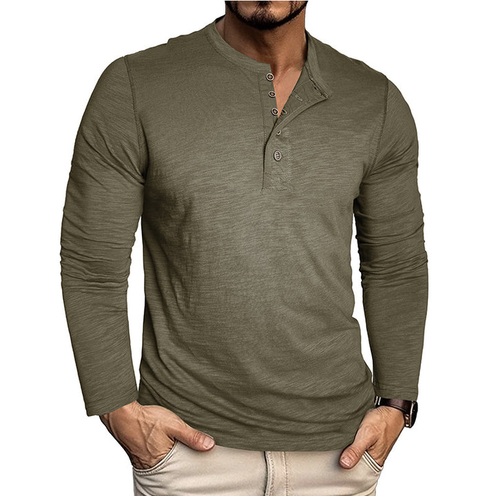 Herren elegantes Langarmshirt mit Knopfleiste Aliams