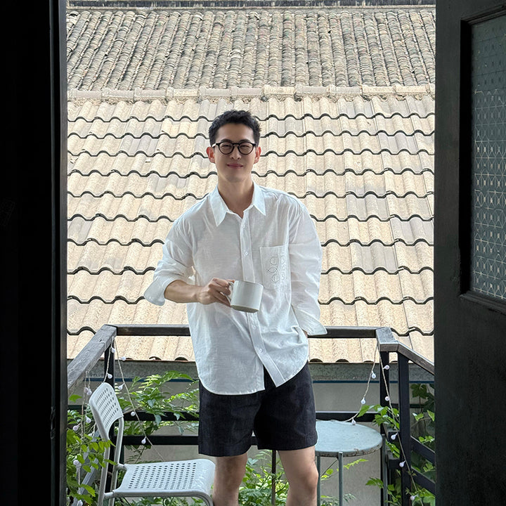 Herren Leichtes Sommertunika Hemd Aliams