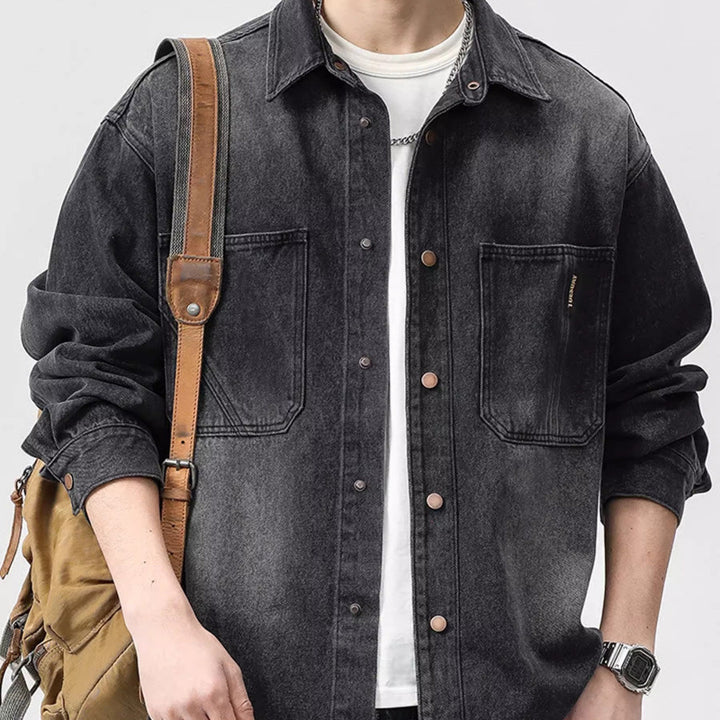 Herren Denim-Hemdjacke im lässigen Schnitt mit praktischen Taschen Aliams