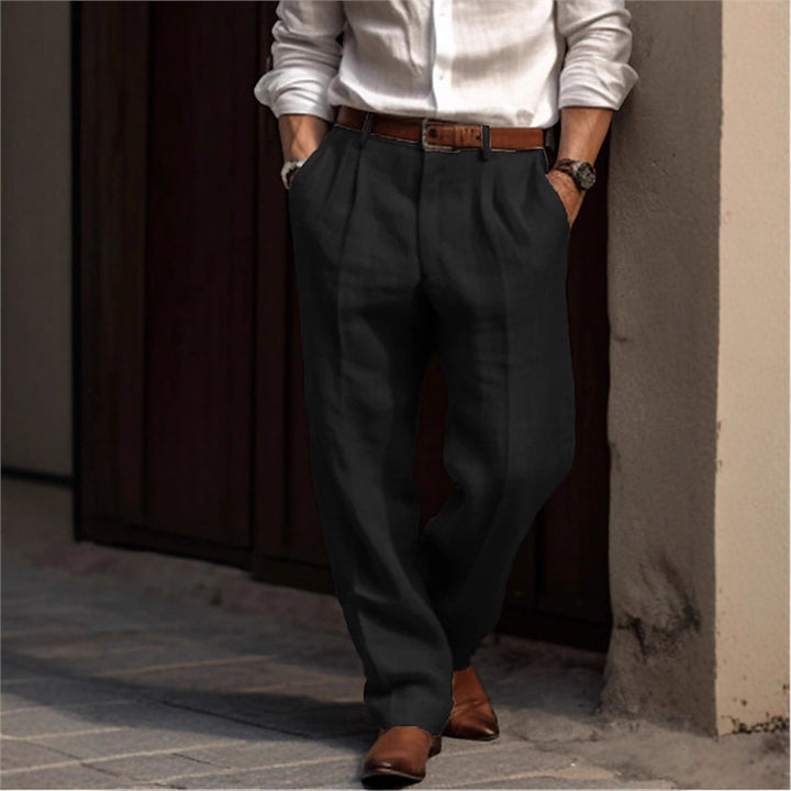 Herren elegante Leinenhose mit lockerer Passform und praktischen Taschen Aliams