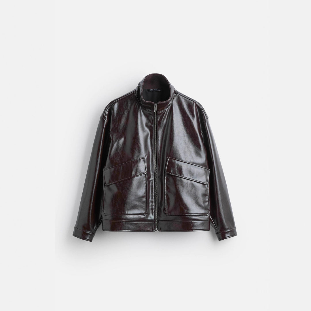 Herren Bikerjacke aus edlem Kunstleder mit praktischen Klappentaschen Aliams