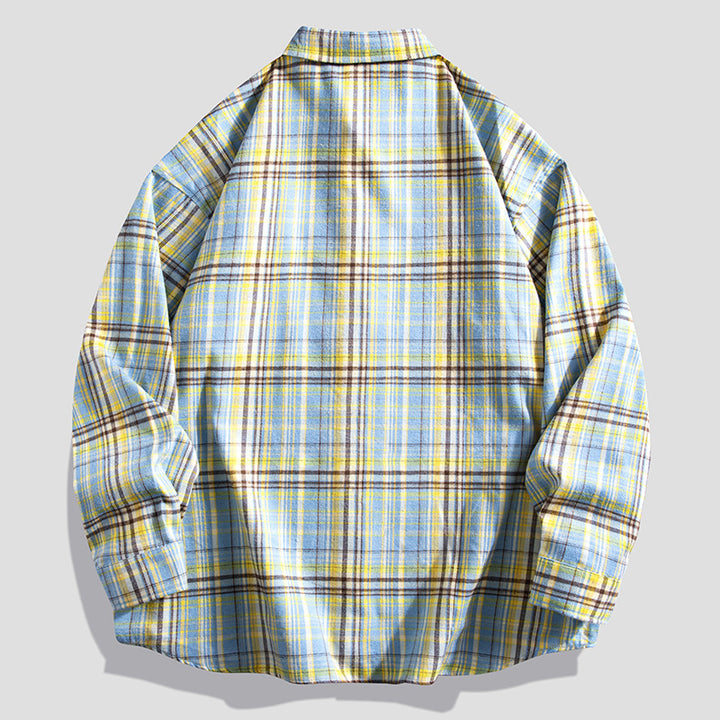 Herren kariertes Langarmhemd Aliams