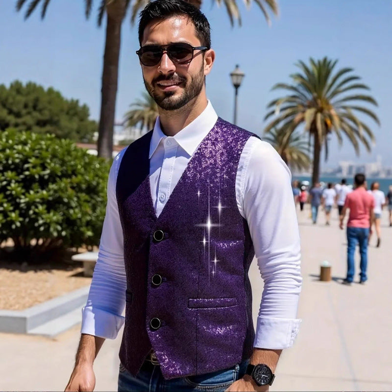 Herren Funkelnde Pailletten-Weste Aliams