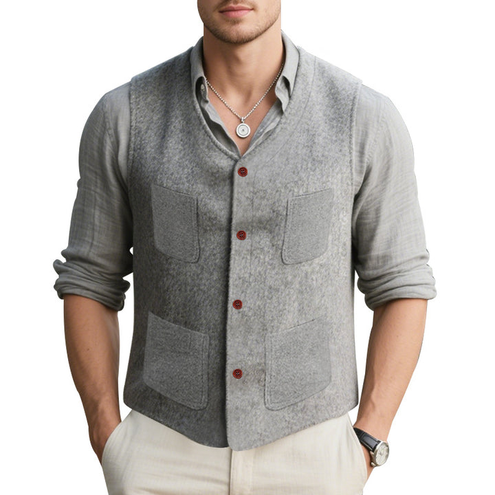 Herren Wollweste mit stilvollen Taschen und Knopfleiste Aliams