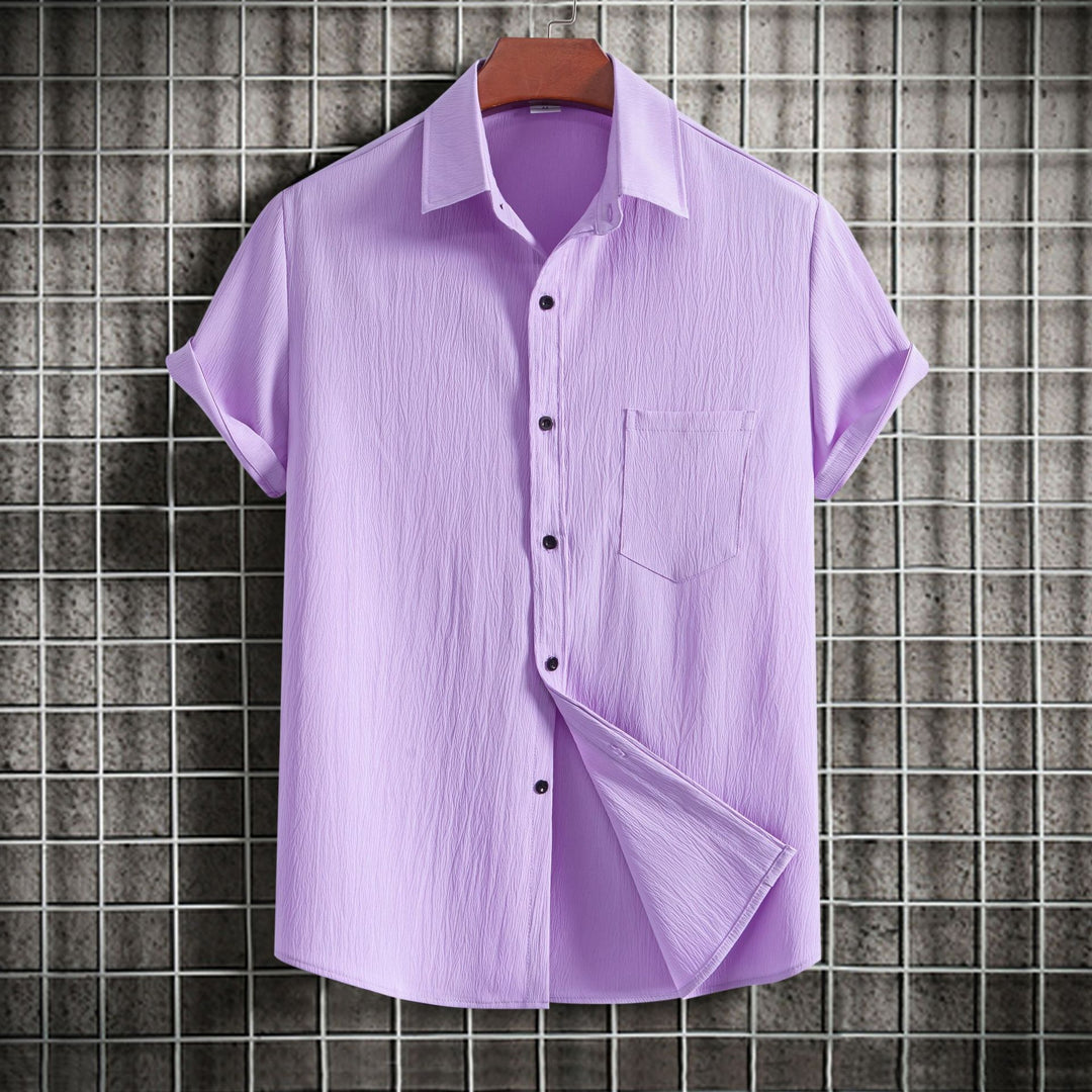 Herren Kurzarmhemd aus atmungsaktivem Strukturstoff mit klassischem Kragen Aliams