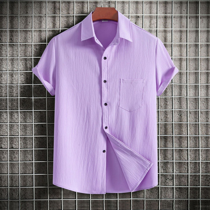 Herren Kurzarmhemd aus atmungsaktivem Strukturstoff mit klassischem Kragen Aliams