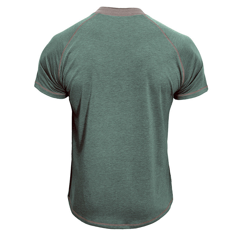 Herren Kurzarm-Henley-Shirt mit kontrastierenden Details und bequemer Passform Aliams