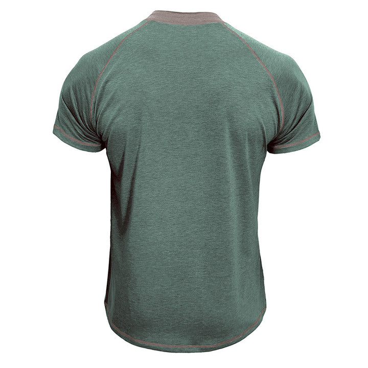 Herren Kurzarm-Henley-Shirt mit kontrastierenden Details und bequemer Passform Aliams