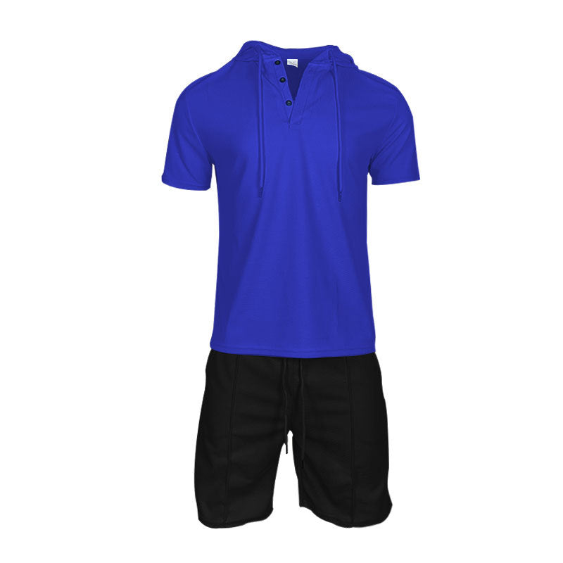 Herren sportliches Kapuzenshirt und Shorts-Set Aliams
