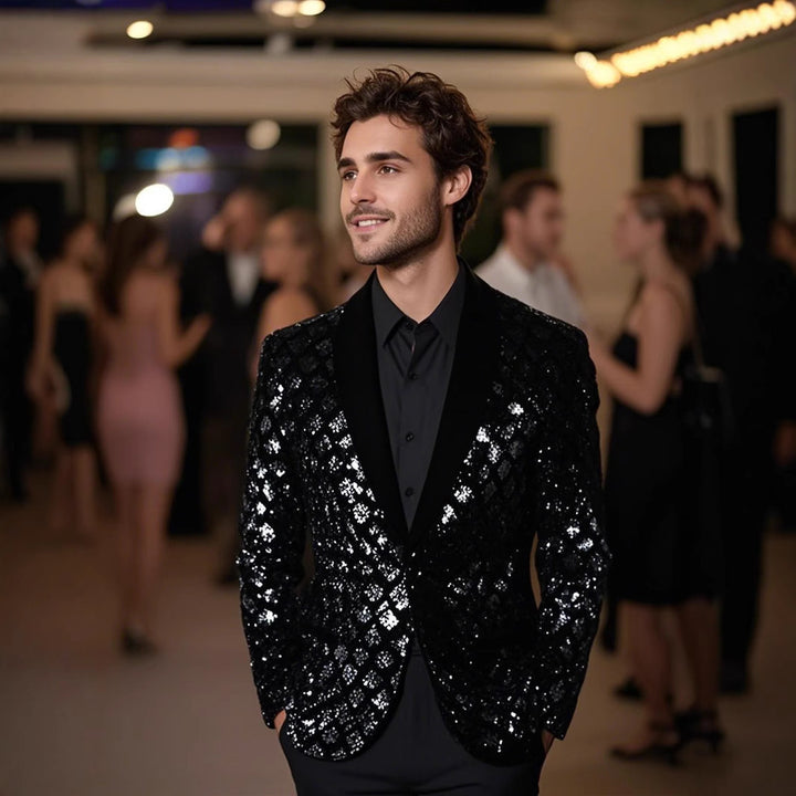 Herren Glamouröser Paillettenblazer mit elegantem Schnitt Aliams