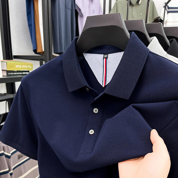 Herren Kurzarm-Polohemd mit feiner Piqué-Struktur und eleganter Knopfleiste Aliams