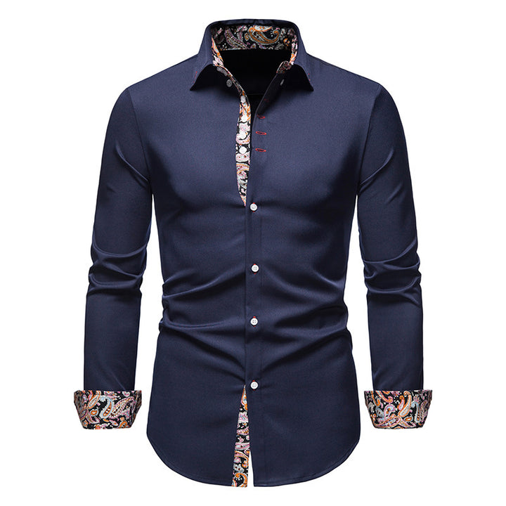 Herren elegantes Langarmhemd mit auffälligem Paisley-Muster Aliams