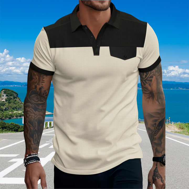 Herren Sportliches Polohemd mit modischem Kragen und kontrastierenden Elementen Aliams