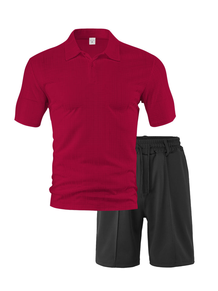 Herren sportliches Polo- und Shorts-Set mit atmungsaktivem Material Aliams