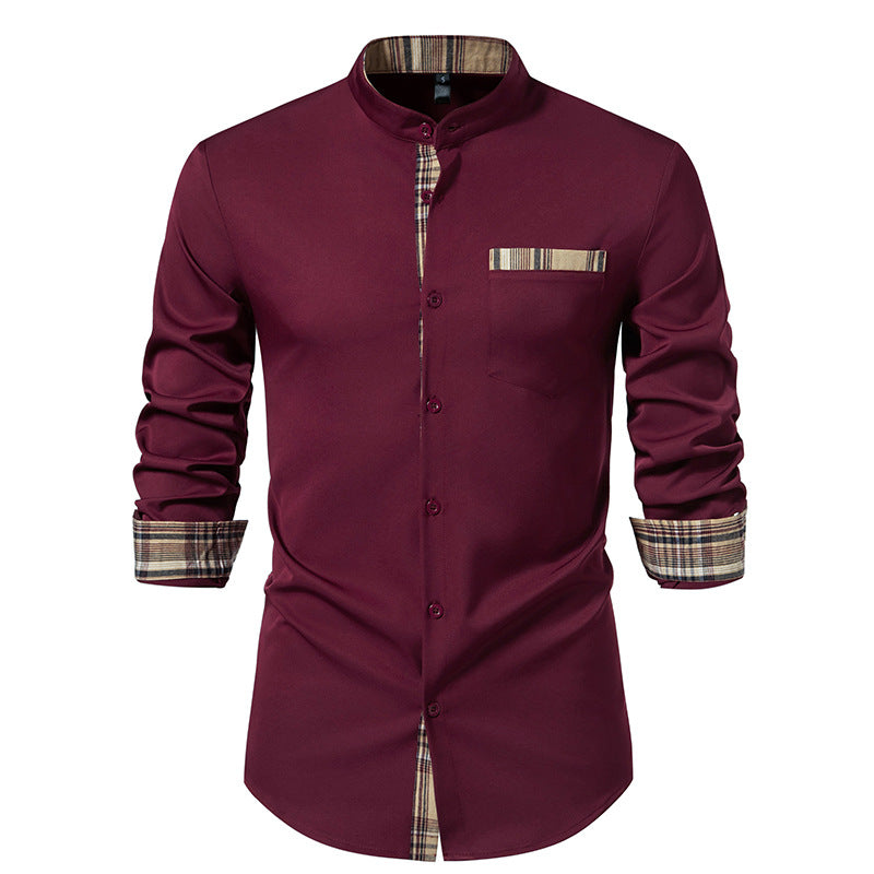 Herren elegantes Langarmhemd mit karierten Akzenten Aliams