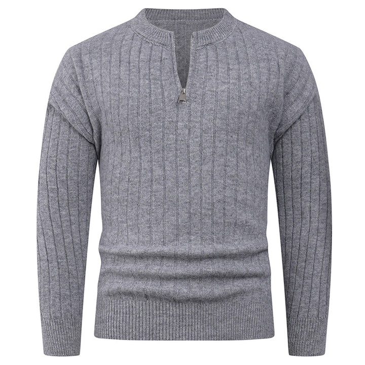Herren Strickpullover mit hohem Kragen und modernem Reißverschluss Aliams