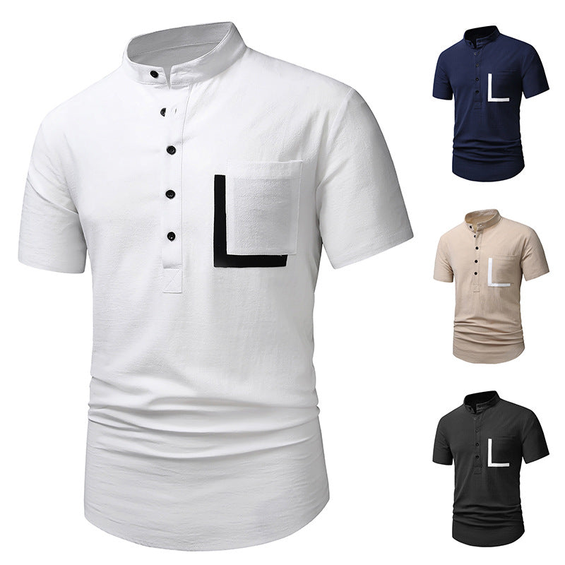 Herren Kurzarm-Henley-Shirt mit praktischem Knopfverschluss Aliams