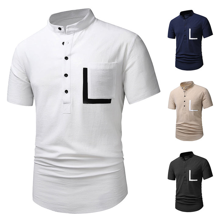 Herren Kurzarm-Henley-Shirt mit praktischem Knopfverschluss Aliams