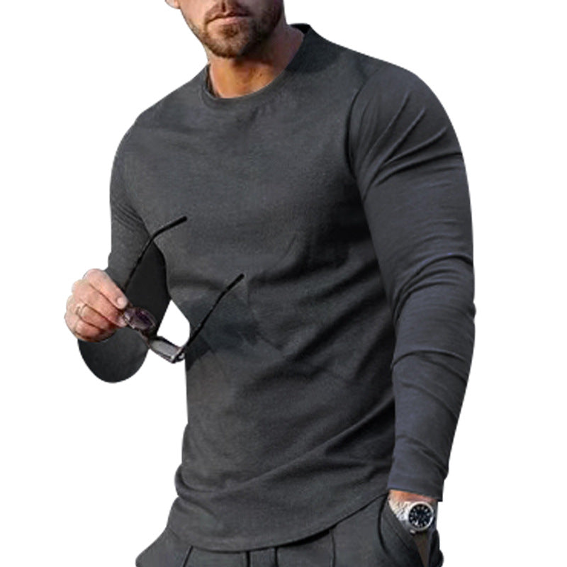 Herren hochwertiges Langarmshirt mit stylishem Rundhalsund und weicher Baumwollmischung Aliams
