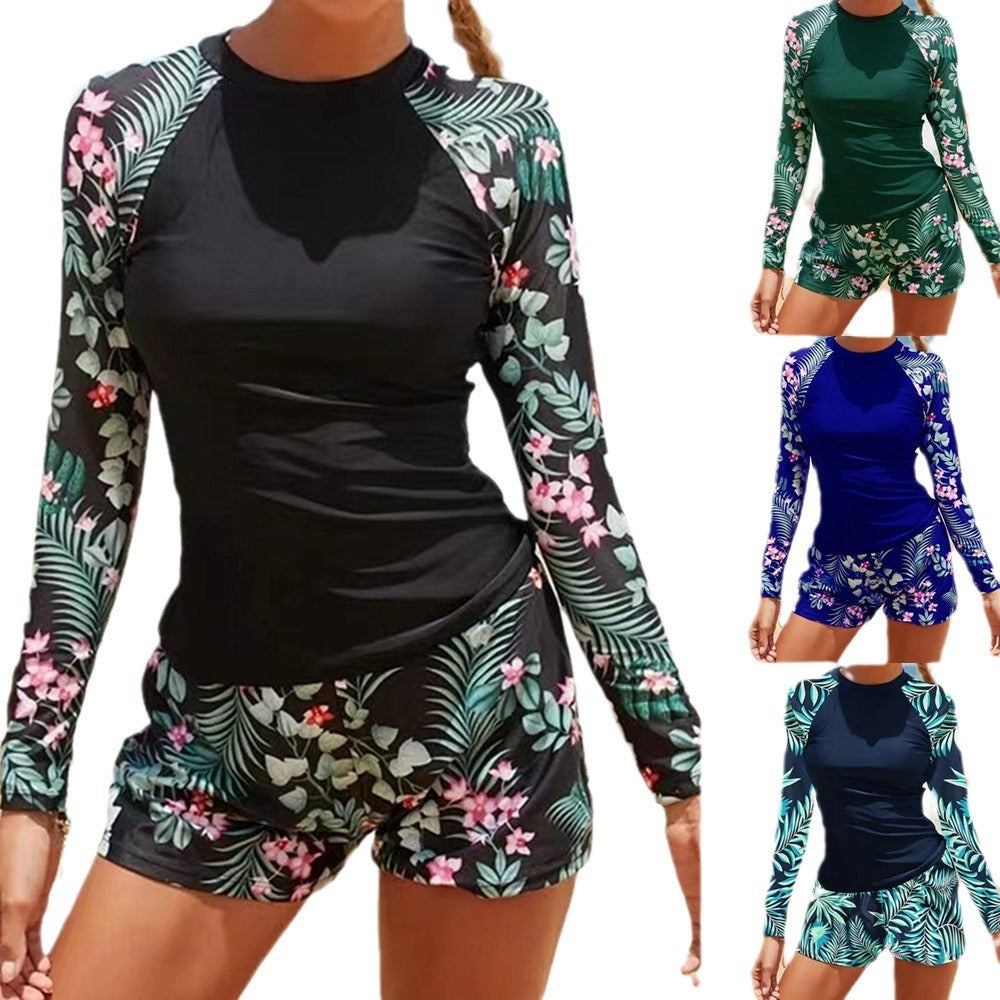 Damen Uv-Schutz Badeanzug mit Langen Ärmeln und Shorts Aliams