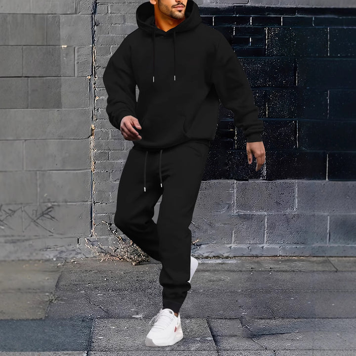 Herren Sportiver Kapuzenanzug mit verstellbarem Bund und seitlichen Taschen Aliams