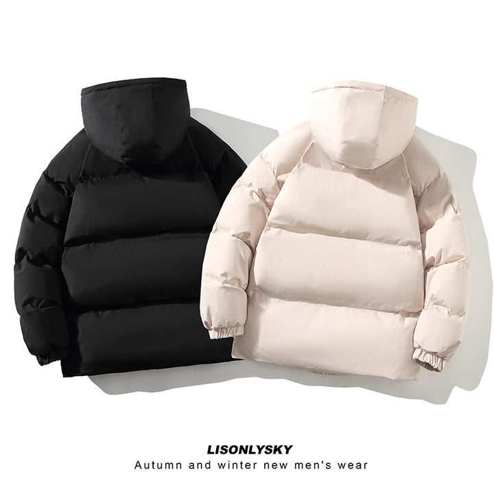 Herren gesteppte Winterjacke mit hohem Kragen und seitlichen Taschen Aliams