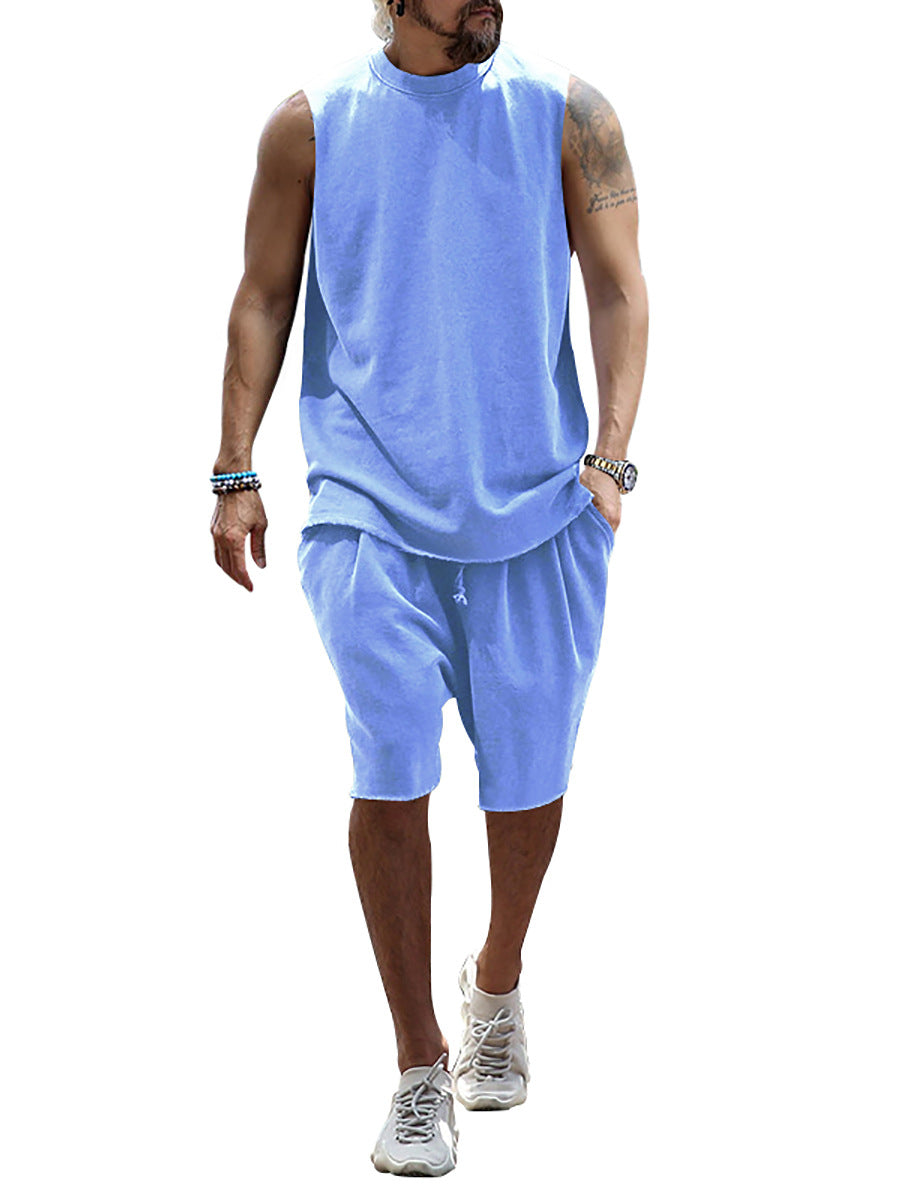 Herren sportliches Tanktop und Shorts-Set aus hochwertigem Baumwollmix Aliams