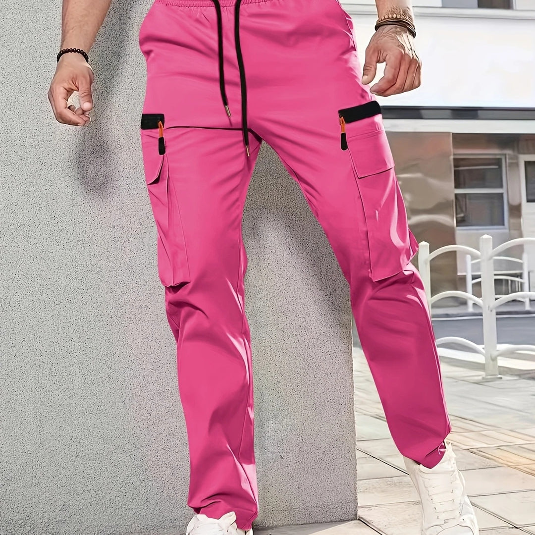 Herren funktionale Cargo-Hose mit verstellbaren Taschen und elastischem Bund Aliams