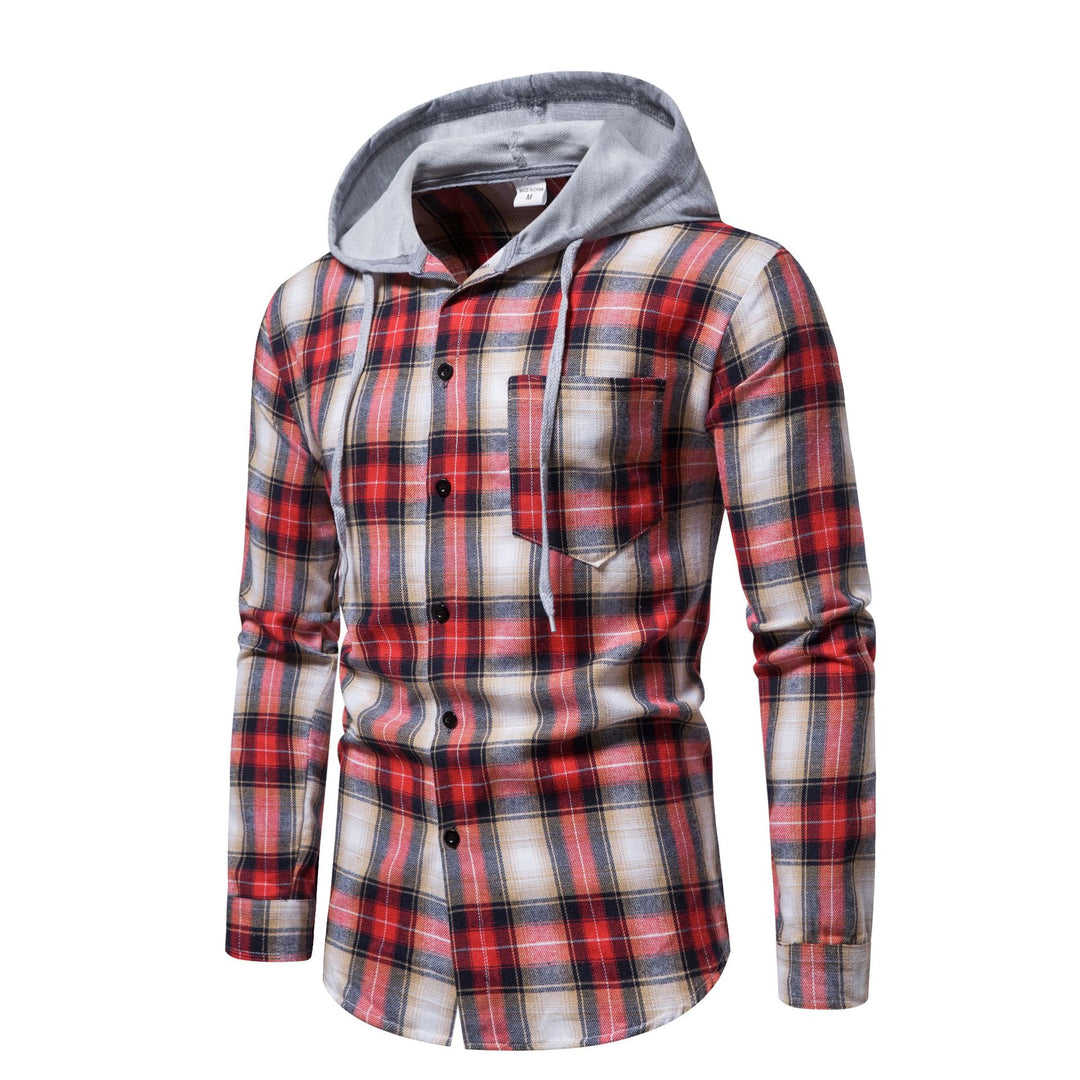 Herren Flanellhemd mit abnehmbarer Kapuze und modernem Karomuster Aliams