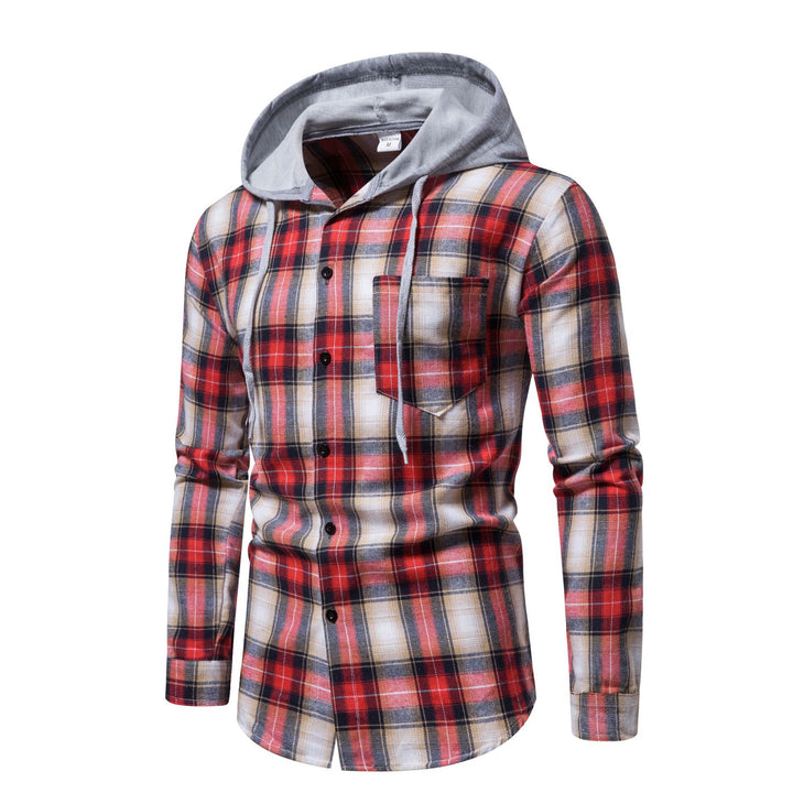 Herren Flanellhemd mit abnehmbarer Kapuze und modernem Karomuster Aliams