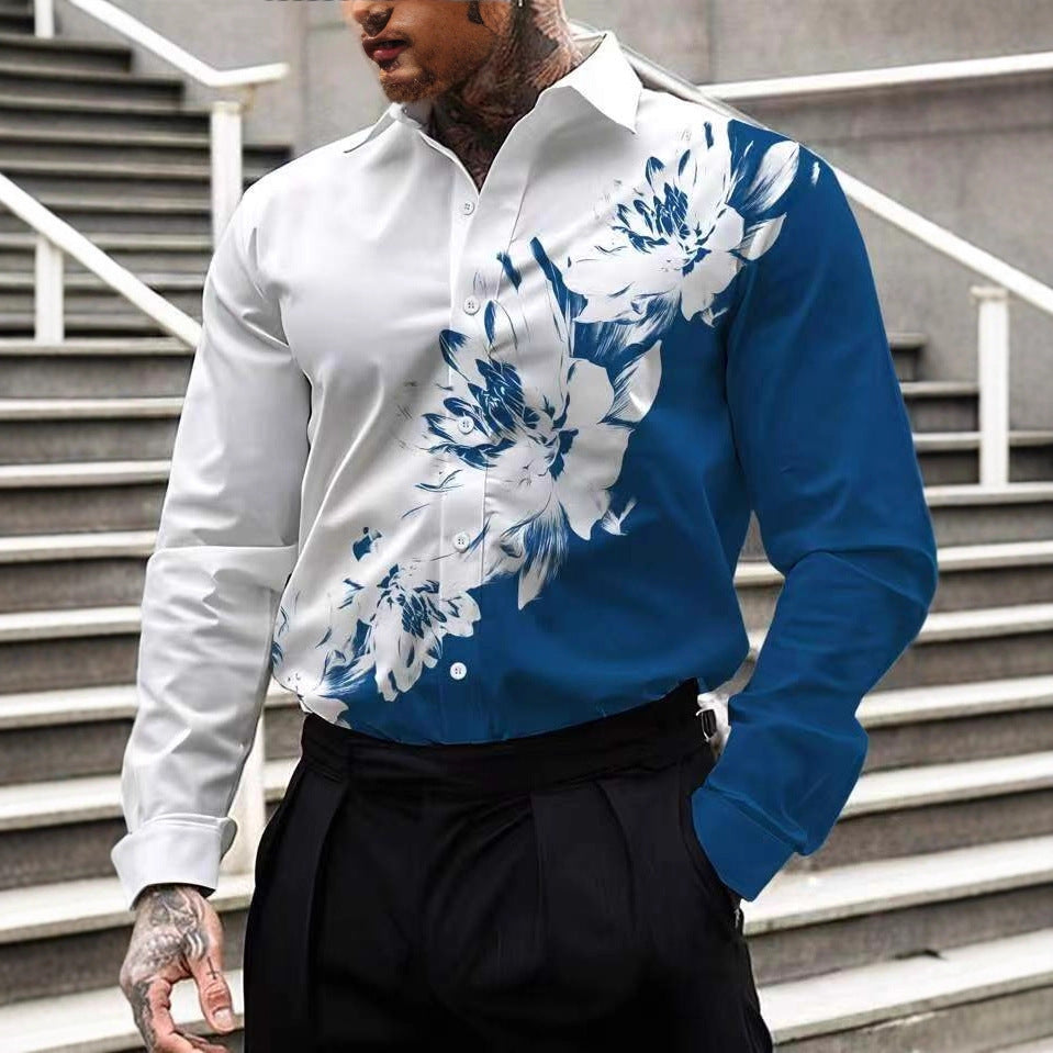 Herren Bluse mit floralem Design Aliams