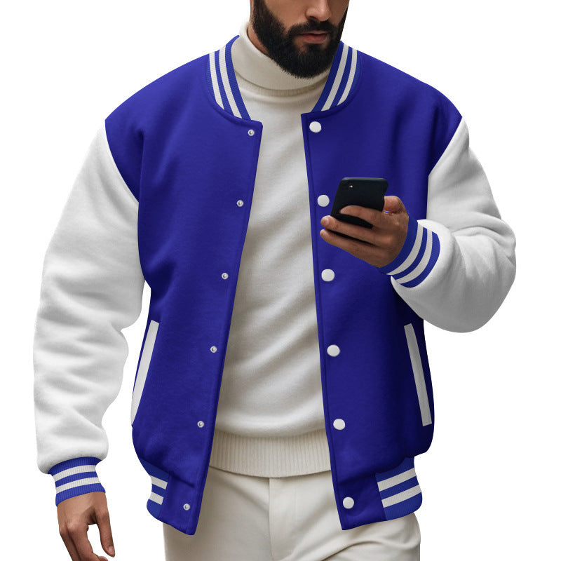 Herren Varsity-Jacke mit kontrastierenden Ärmeln und gestreiften Bündchen Aliams