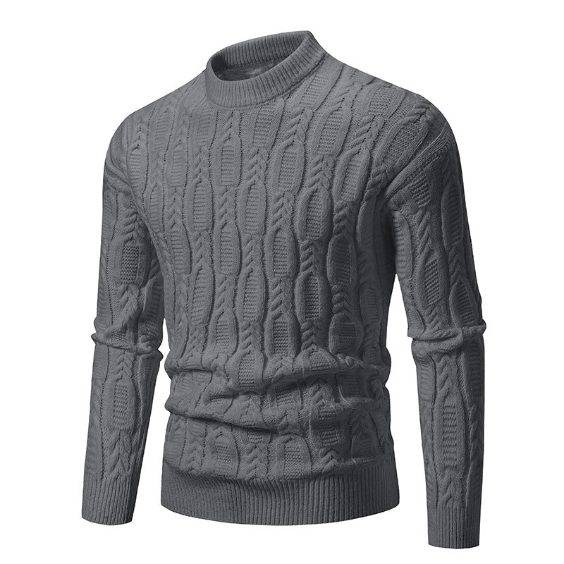 Herren Grobstrickpullover mit modernem Zopfmuster und Rundhalsausschnitt Aliams