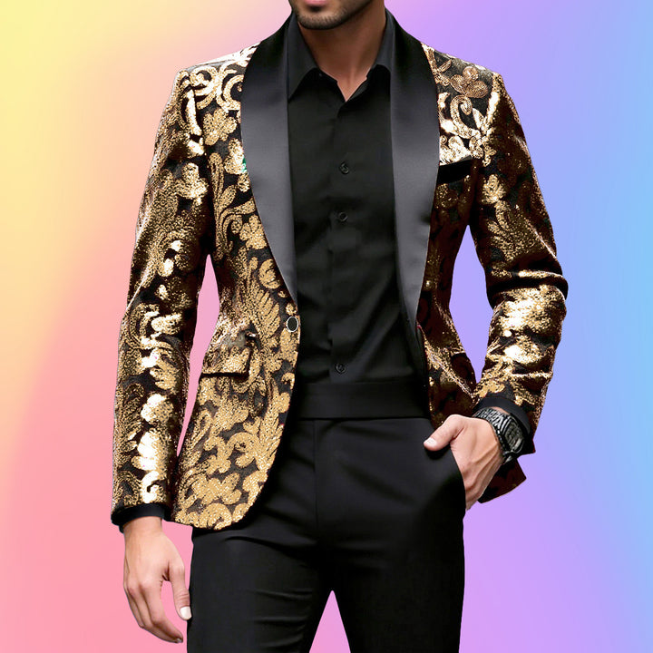 Herren festlicher Glitzerblazer mit klassischem Schnitt Aliams