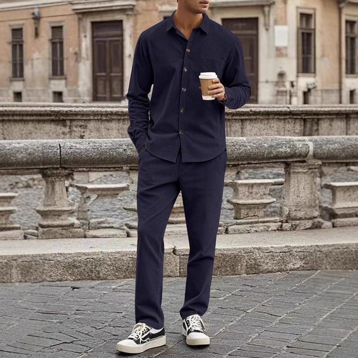 Herren elegantes Freizeithemd mit passender Hose Aliams