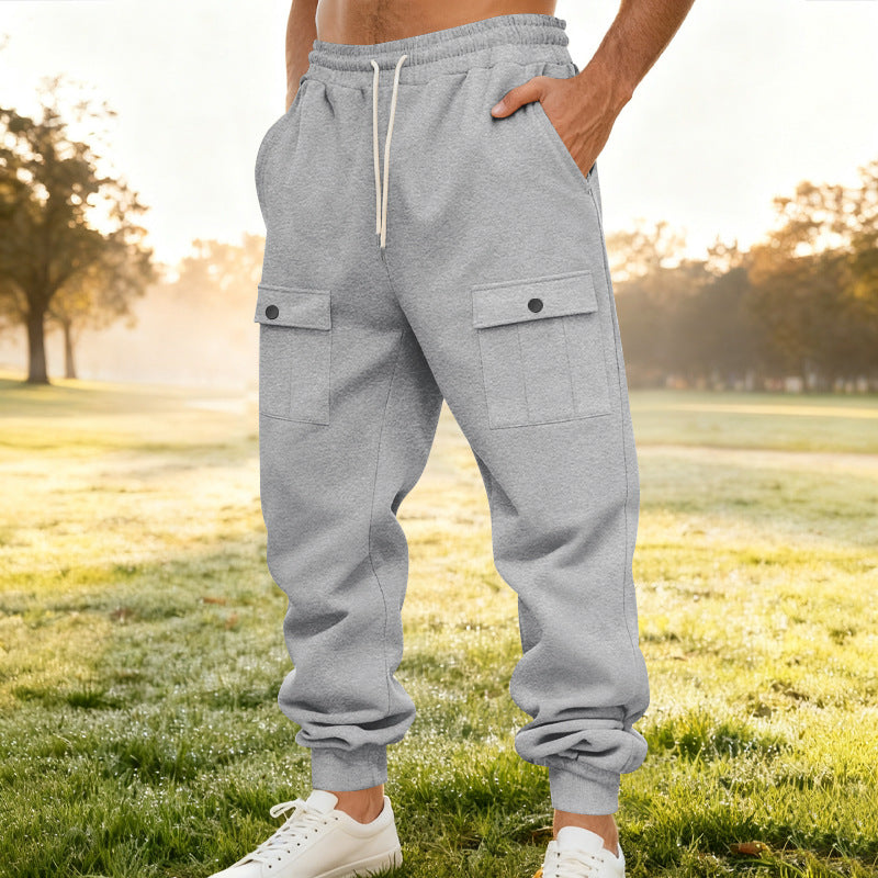 Herren Cargo-Trainingshose mit praktischen Seitentaschen und elastischem Bund Aliams
