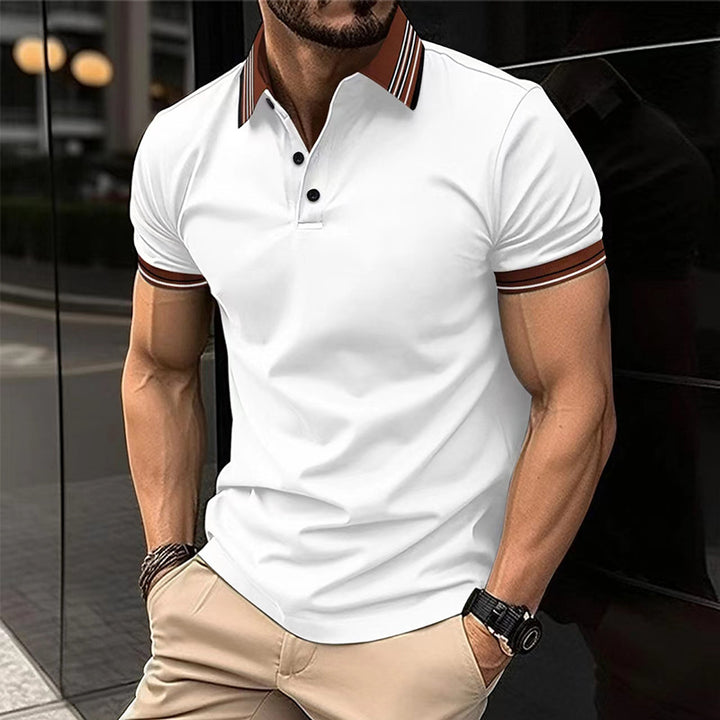 Herren Kurzarm Poloshirt mit modernem Kragen und eleganten Kontrastdetails Aliams