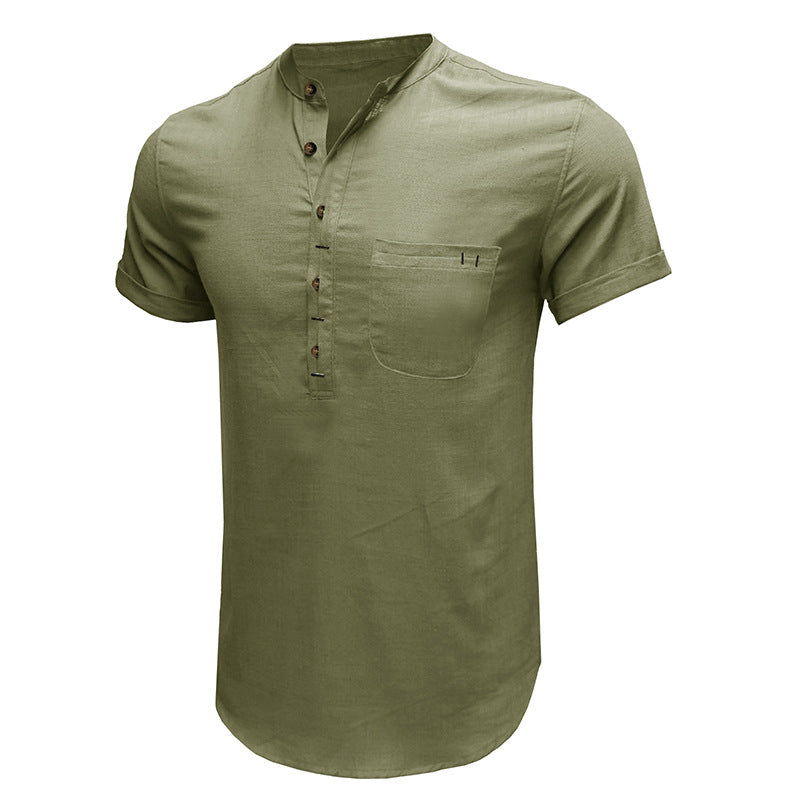 Herren Kurzarm-Henley-Shirt mit praktischem Brusttaschen-Design Aliams