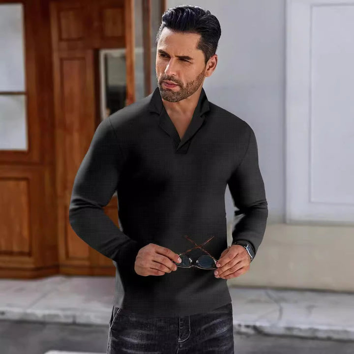 Herren eleganter langärmeliger Pullover mit stylischem Stehkragen Aliams