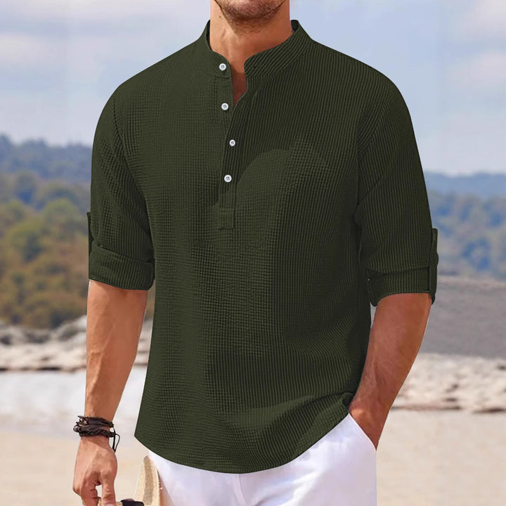 Herren Kurzarm-Henley-Shirt mit strukturiertem Gewebe Aliams