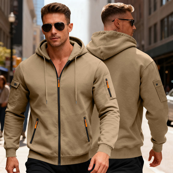 Herren funktionale Kapuzenjacke mit innovativem Reißverschluss Aliams