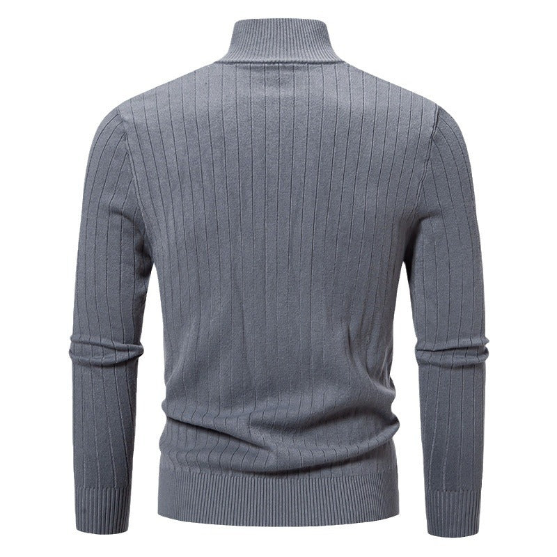 Herren stylische Strickjacke mit hohem Stehkragen und modischem Reißverschluss Aliams