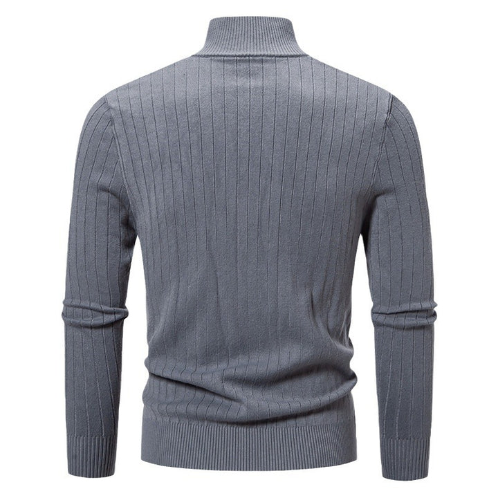 Herren stylische Strickjacke mit hohem Stehkragen und modischem Reißverschluss Aliams