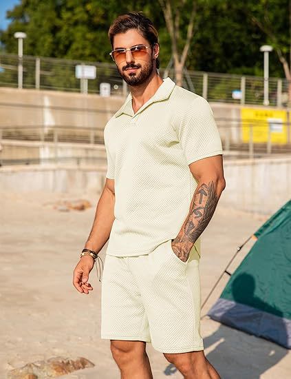 Herren Freizeitset mit passendem Kurzarmhemd und Shorts Aliams