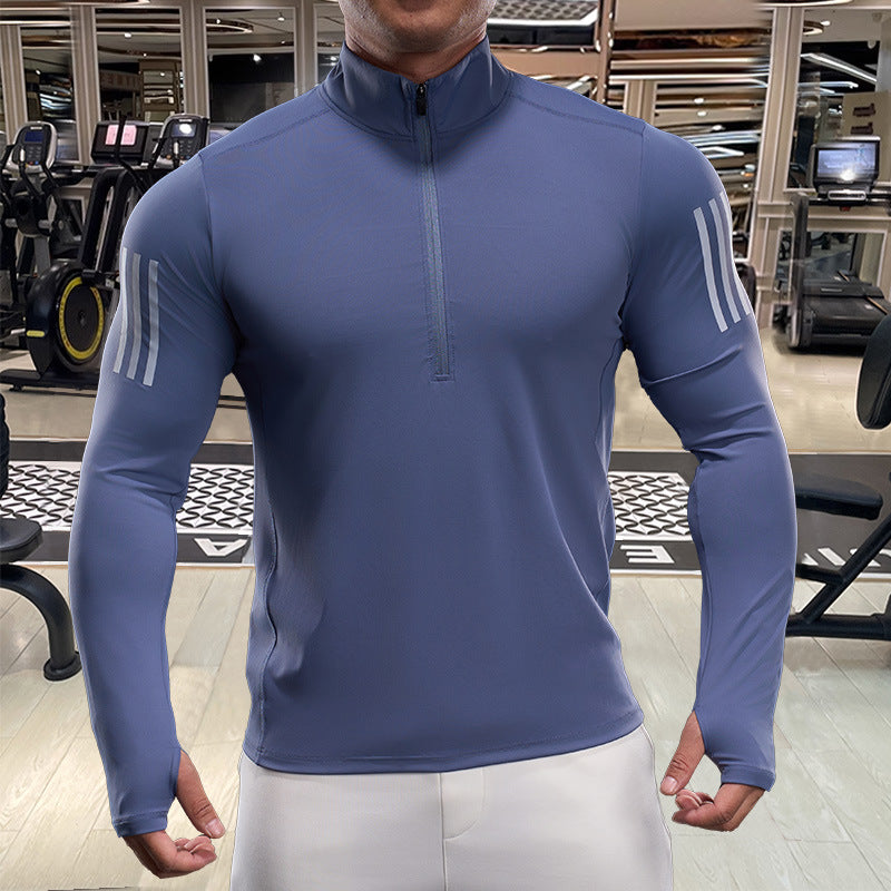 Herren Atmungsaktives Fitness-Oberteil mit kurzem Reißverschluss Aliams