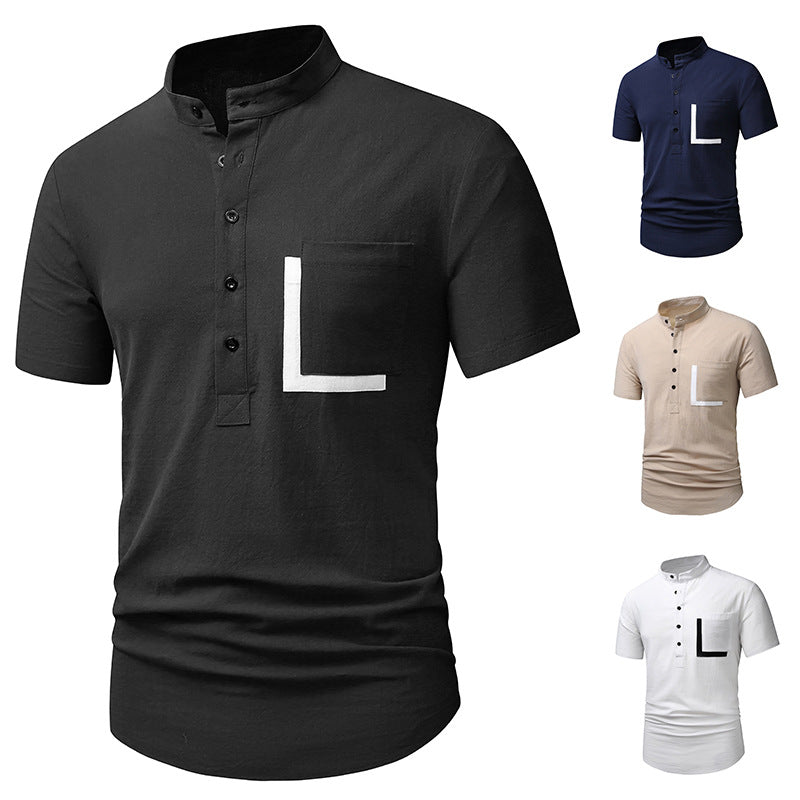Herren Kurzarm-Henley-Shirt mit praktischem Knopfverschluss Aliams