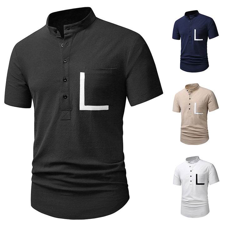 Herren Kurzarm-Henley-Shirt mit praktischem Knopfverschluss Aliams