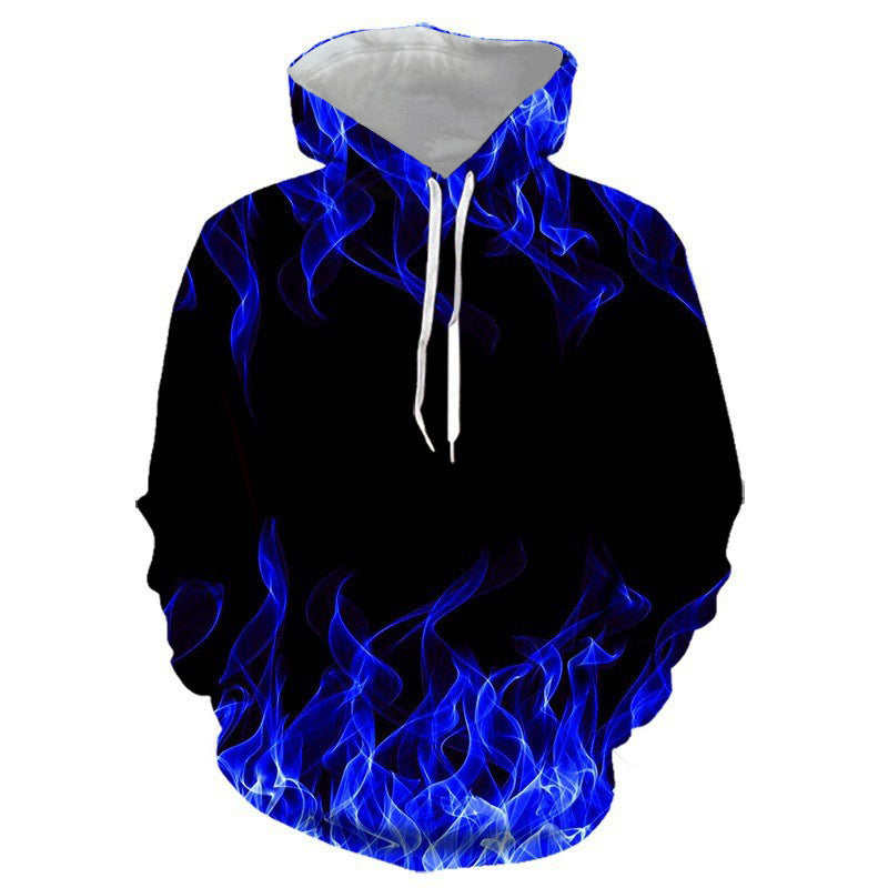 Unisex Kapuzenpullover mit auffälligem Flammenmotiv Aliams