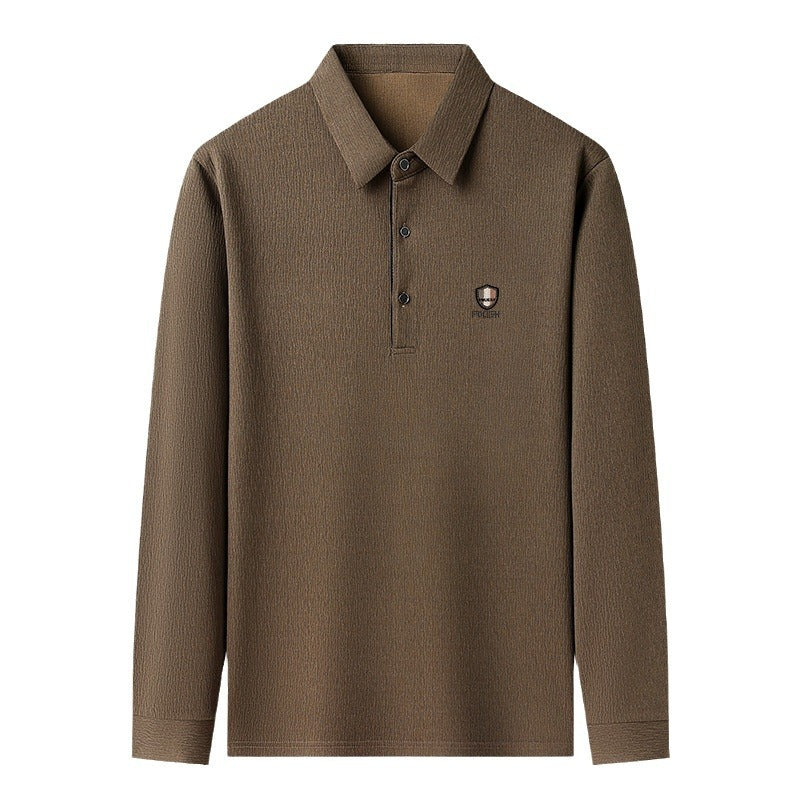 Herren elegantes Langarm Poloshirt mit strukturiertem Material und sportlichem Design Aliams